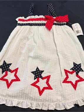 Sophie Rose Patriotic Stars Seersucker Dress Size 3T